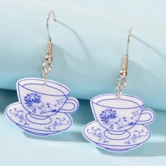 ❤️ FREE Cup Toile Mug Boho Peasant Hipster Hippie Art Deco Farm Hip Earrings - Picture 1 of 3